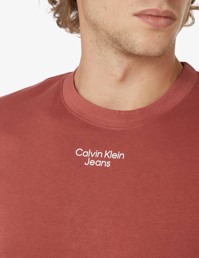 rinascente Calvin Klein Jeans Maglietta in cotone con logo - Rosso
