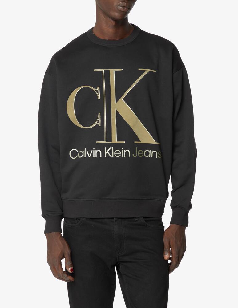 rinascente Calvin Klein Jeans Felpa girocollo fleece con logo - Nero