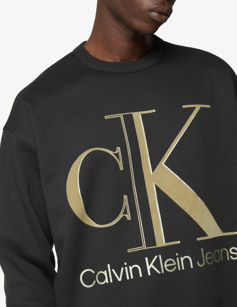 rinascente Calvin Klein Jeans Felpa girocollo fleece con logo - Nero