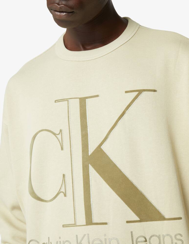 rinascente Calvin Klein Jeans Felpa girocollo fleece con logo - Beige
