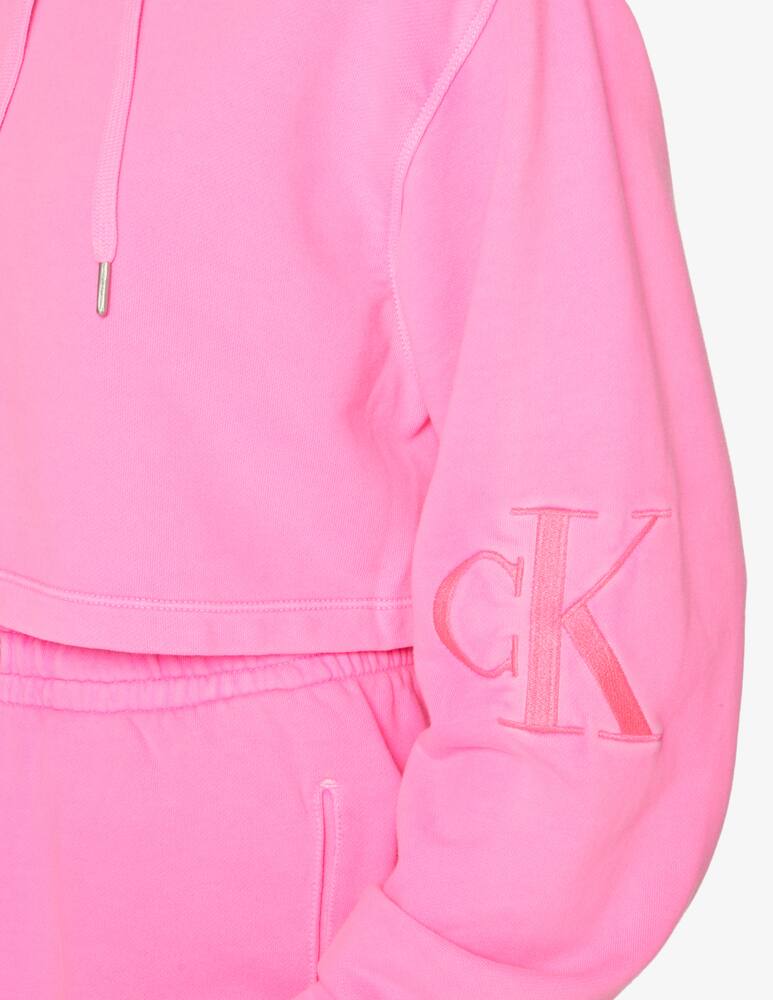 rinascente Calvin Klein Jeans Felpa cropped in cotone con cappuccio  - Rosa