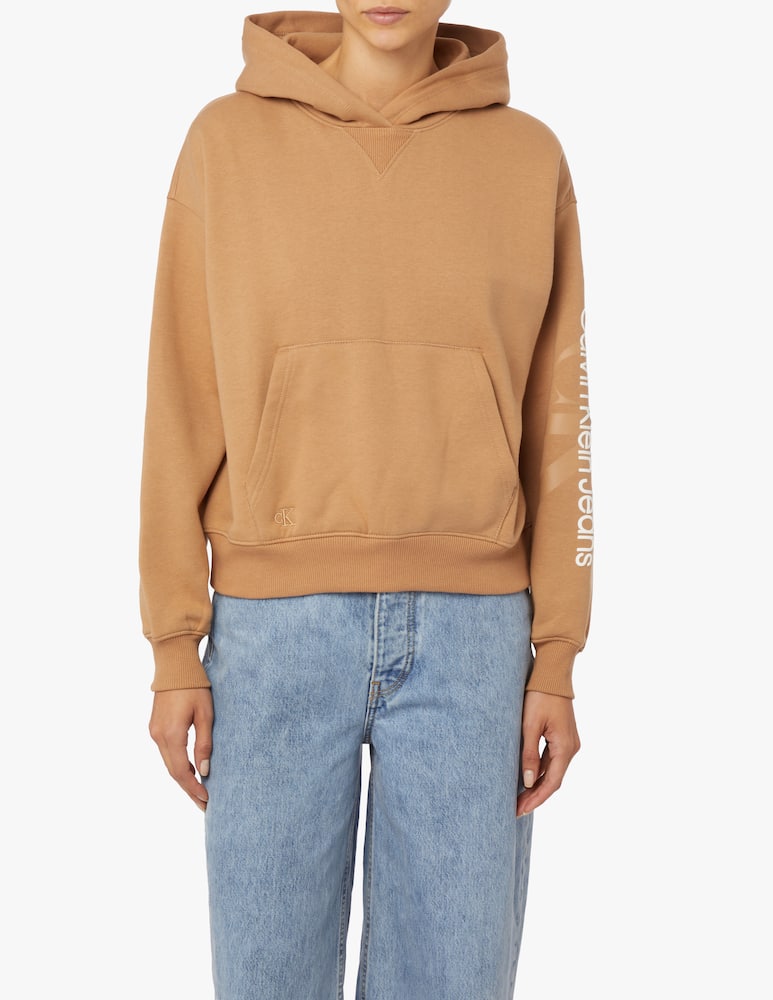 rinascente Calvin Klein Jeans Cropped hoodie with logo on the arm - Brown