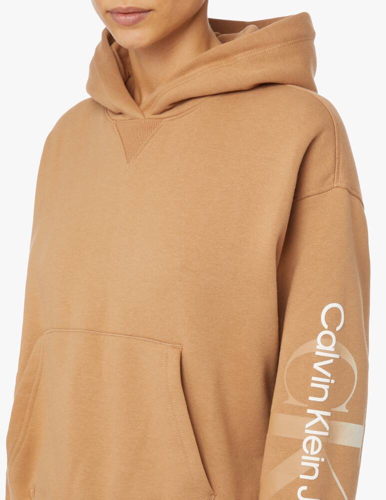 rinascente Calvin Klein Jeans Cropped hoodie with logo on the arm - Brown