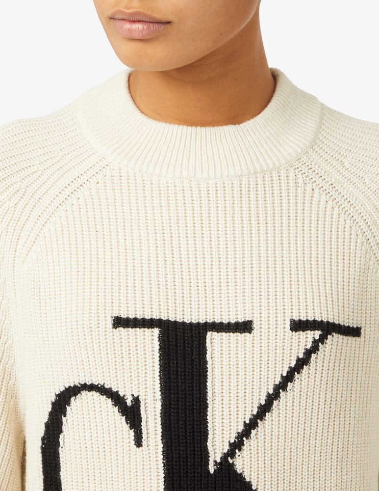 rinascente Calvin Klein Jeans Crewneck jumper with big logo - White
