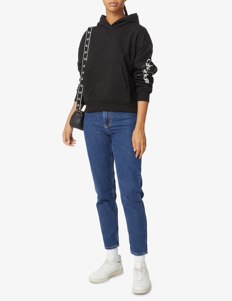rinascente Calvin Klein Jeans Felpa crop con cappuccio logo braccio - Nero