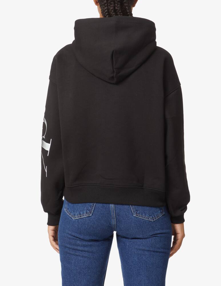rinascente Calvin Klein Jeans Felpa crop con cappuccio logo braccio - Nero
