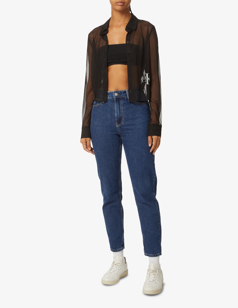 rinascente Calvin Klein Jeans Camicia trasparente logo - Nero