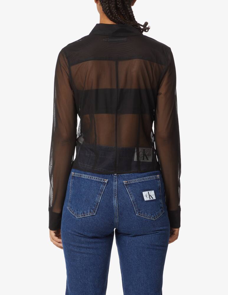rinascente Calvin Klein Jeans Camicia trasparente logo - Nero