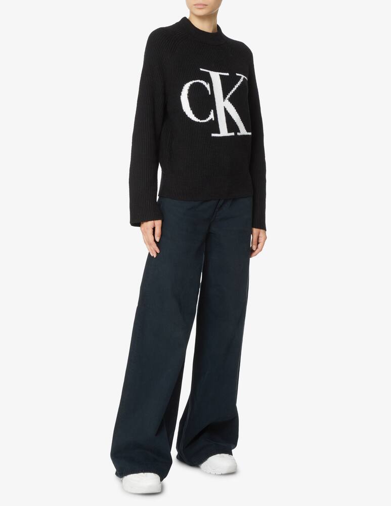 rinascente Calvin Klein Jeans Crewneck t-shirt with big logo - Black