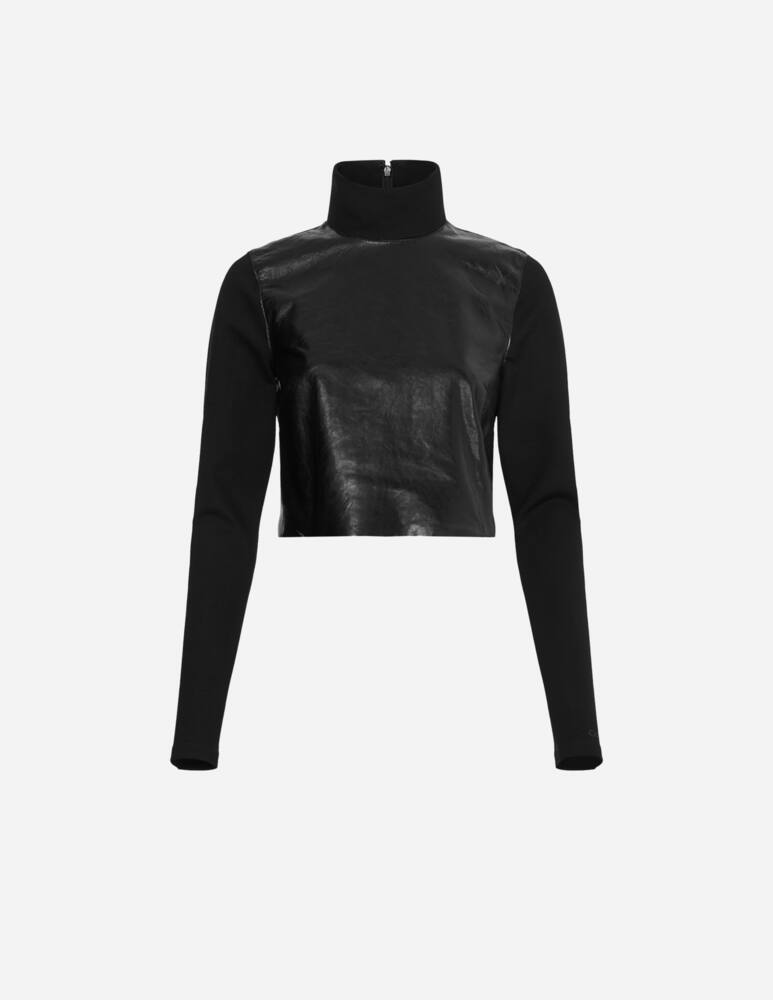 rinascente Calvin Klein Leather high neck sweater - Black