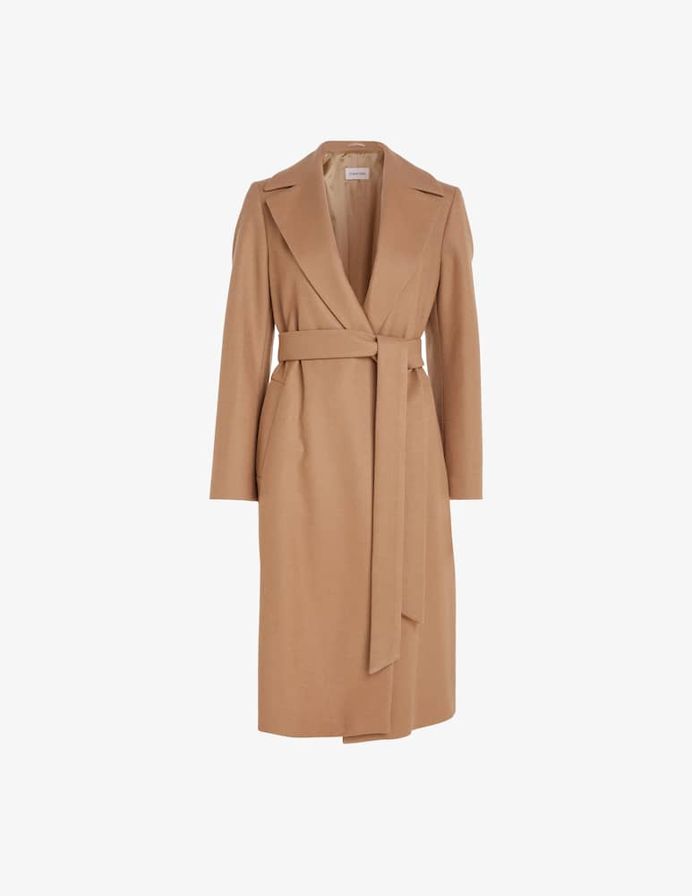 rinascente Calvin Klein Cappotto in lana Essential con cintura - Marrone