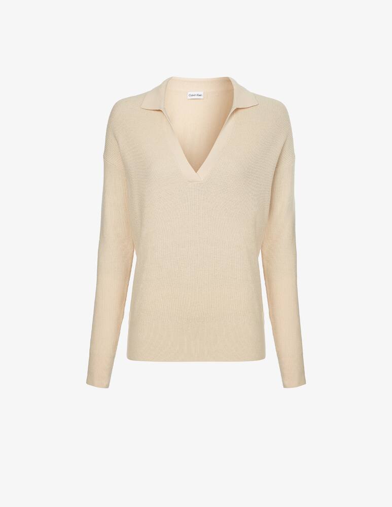 Calvin Klein Rib V neck sweater - Beige - picture 4 Calvin Klein Rib V neck sweater - Beige - picture 4