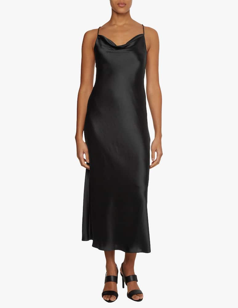 Calvin Klein Vestito midi in raso martellato - Nero - immagine 1 Calvin Klein Vestito midi in raso martellato - Nero - immagine 1