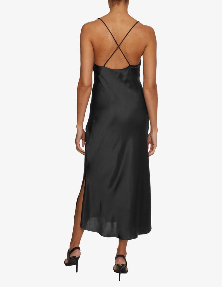 Calvin Klein Vestito midi in raso martellato - Nero - immagine 3 Calvin Klein Vestito midi in raso martellato - Nero - immagine 3