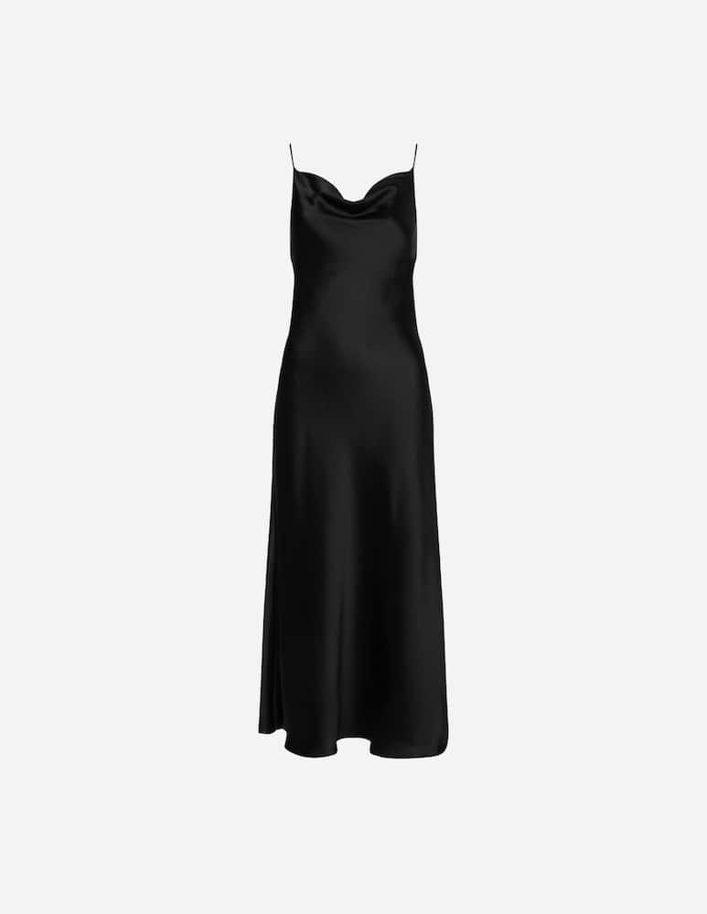 Calvin Klein Vestito midi in raso martellato - Nero - immagine 4 Calvin Klein Vestito midi in raso martellato - Nero - immagine 4