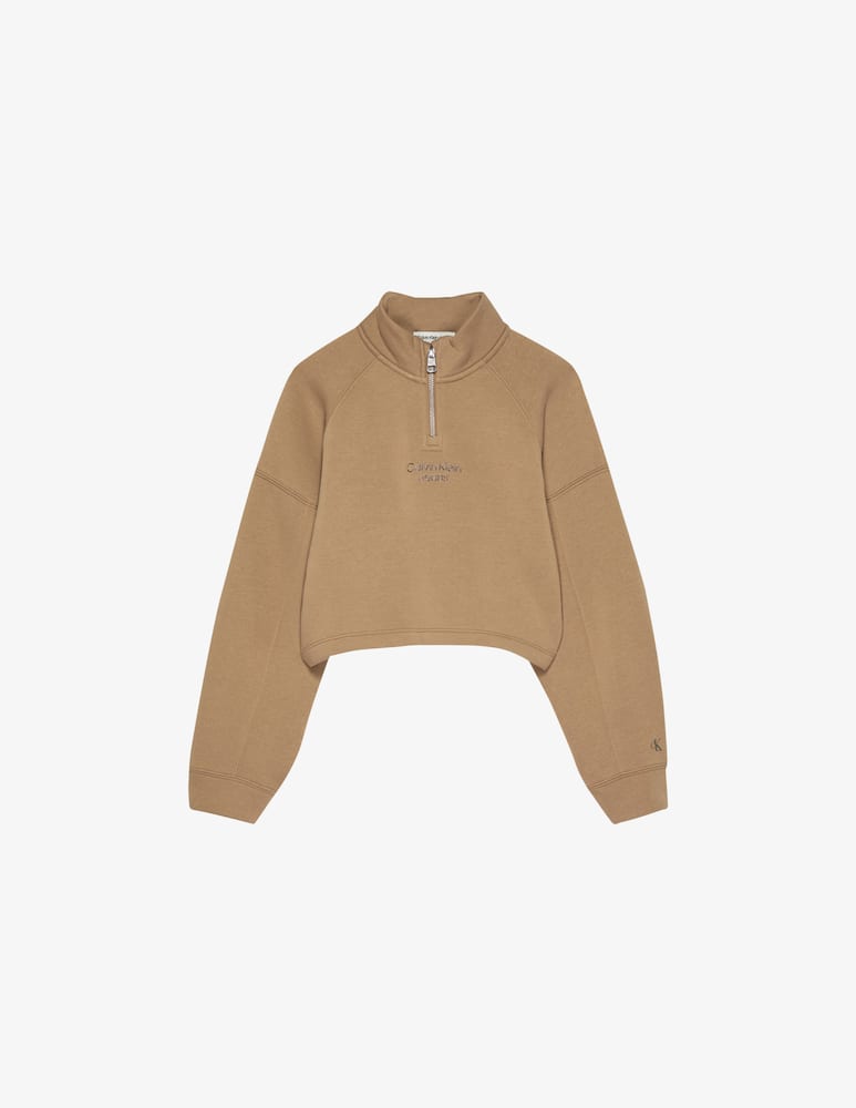 Calvin Klein Felpa in cotone con zip - Beige - immagine 1