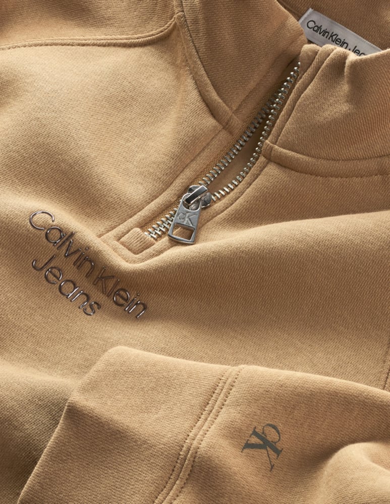 Calvin Klein Felpa in cotone con zip - Beige - immagine 2