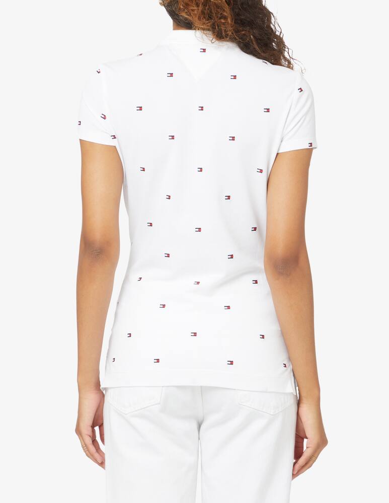 rinascente Tommy Hilfiger Cotton polo shirt with mini flag embroidered - white