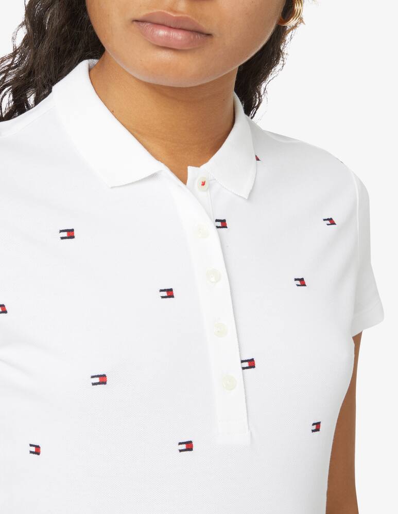 rinascente Tommy Hilfiger Cotton polo shirt with mini flag embroidered - white