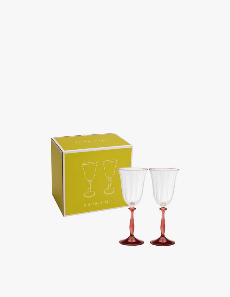 Anna+Nina Ruby Optic Wine Glass Set 2pcs - picture 1 Anna+Nina Ruby Optic Wine Glass Set 2pcs - picture 1