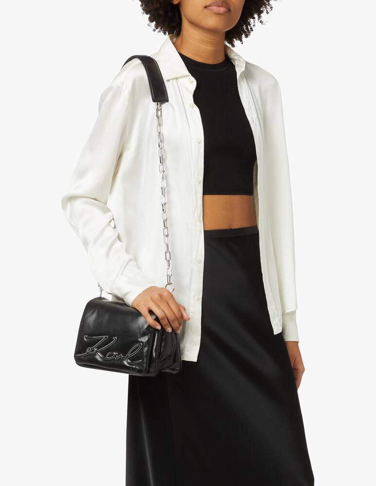 rinascente Karl Lagerfeld K/Signature small soft shoulder bag - black