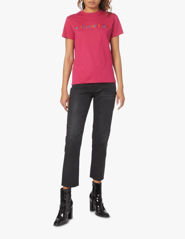 rinascente Karl Lagerfeld Cotton t-shirt with logo - pink