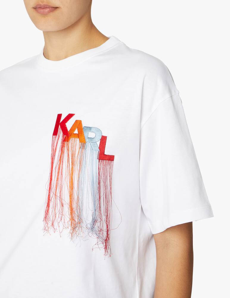 rinascente Karl Lagerfeld T-shirt con logo Karl e frange - bianco