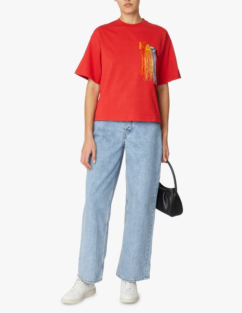 rinascente Karl Lagerfeld T-shirt with logo Karl and fringe - red