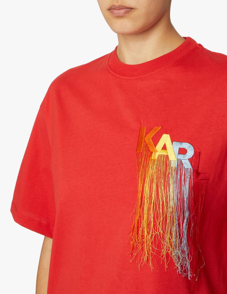 rinascente Karl Lagerfeld T-shirt with logo Karl and fringe - red