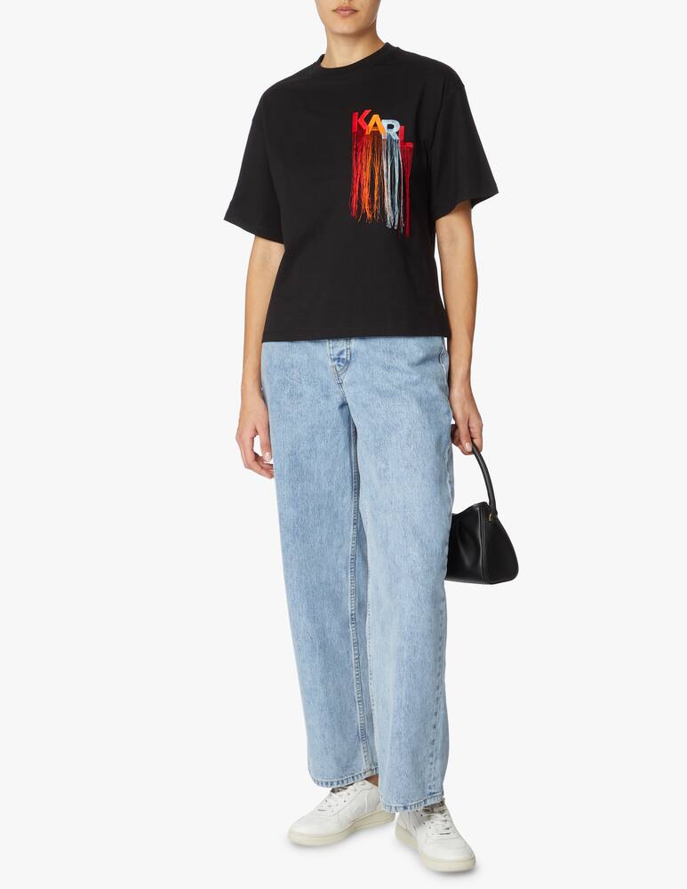 rinascente Karl Lagerfeld T-shirt con logo Karl e frange - nero