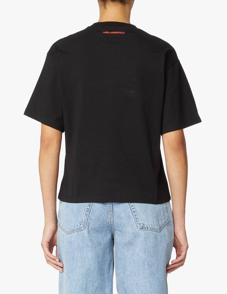 rinascente Karl Lagerfeld T-shirt con logo Karl e frange - nero