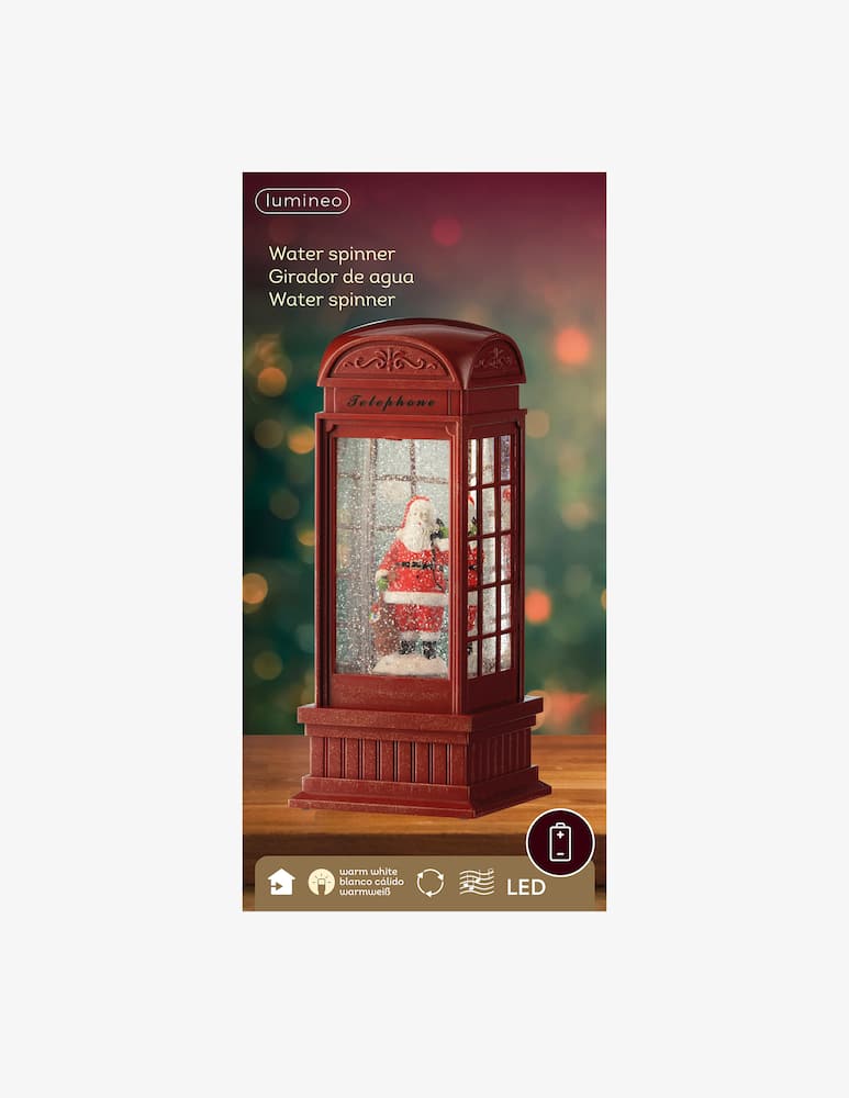 Kaemingk Palla di neve cabina telefonica con Babbo Natale LED - immagine 3 Kaemingk Palla di neve cabina telefonica con Babbo Natale LED - immagine 3