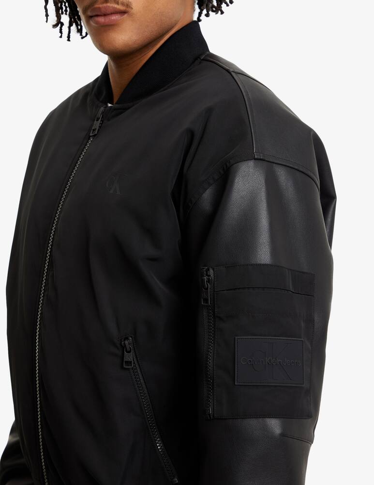 rinascente Calvin Klein Jeans Giacca bomber nylon maniche ecopelle 