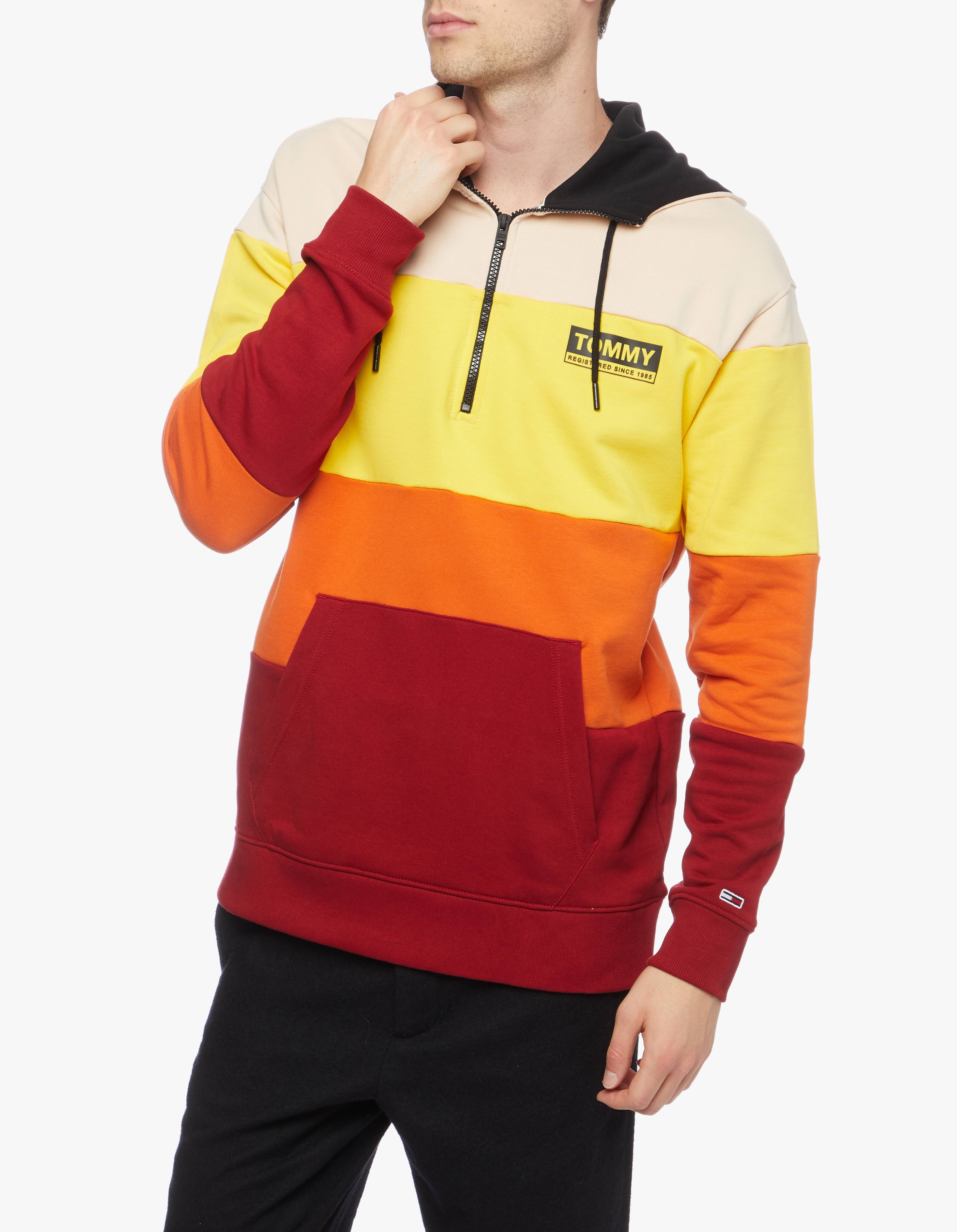 Tommy Jeans Colour-blocked half zip organic cotton hoody - Rinascente.it
