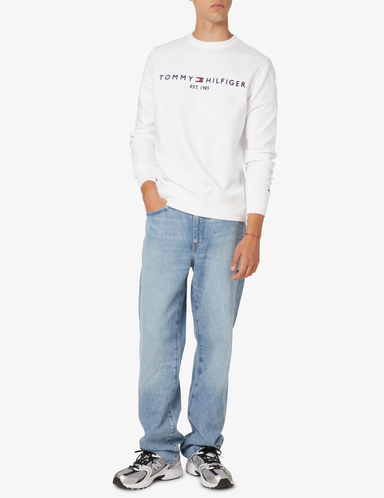 rinascente Tommy Hilfiger Felpa girocollo con logo e scritta - Bianco