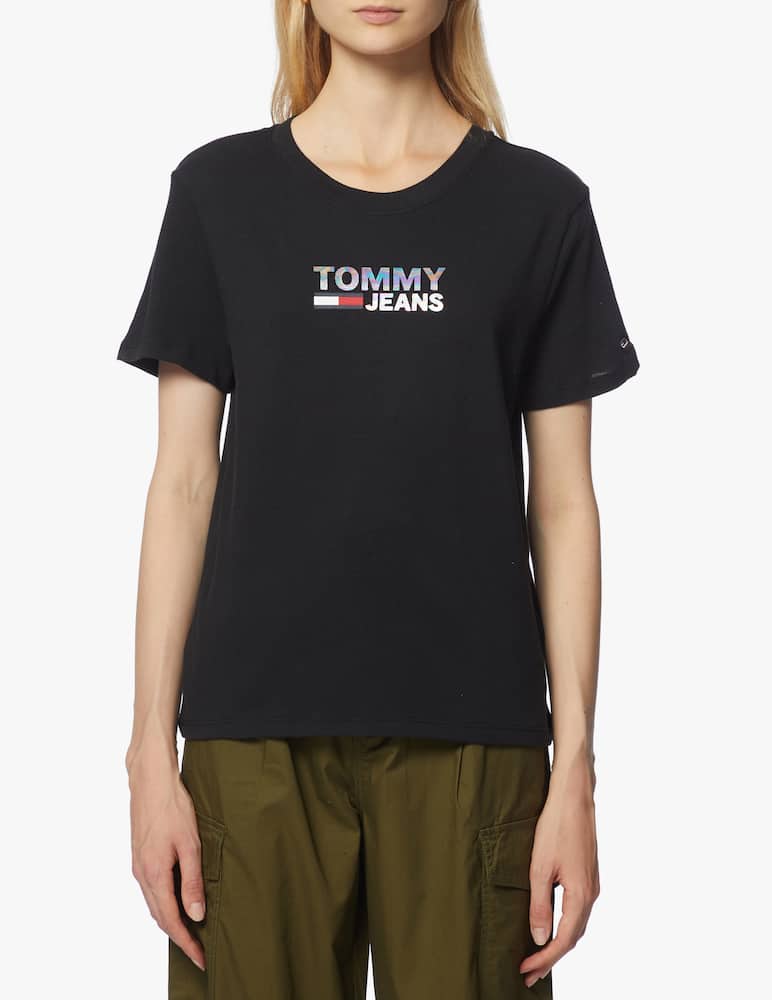 rinascente Tommy Jeans T-shirt in cotone con logo metallico