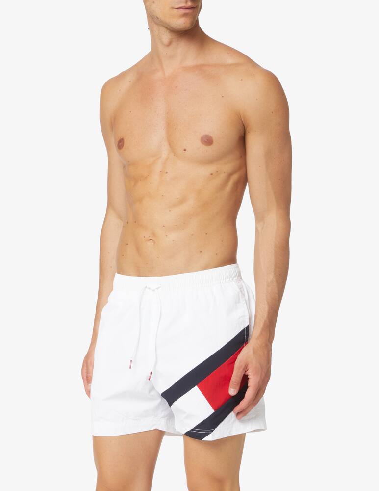 rinascente Tommy Hilfiger Flag diagonal swim short - white