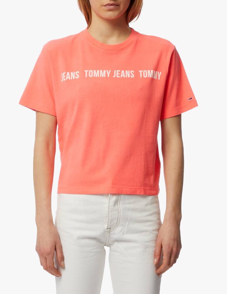 rinascente Tommy Jeans T-shirt in cotone con logo tape