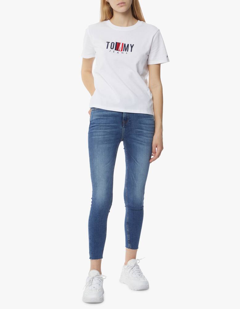 rinascente Tommy Jeans T-shirt in cotone con logo bandiera