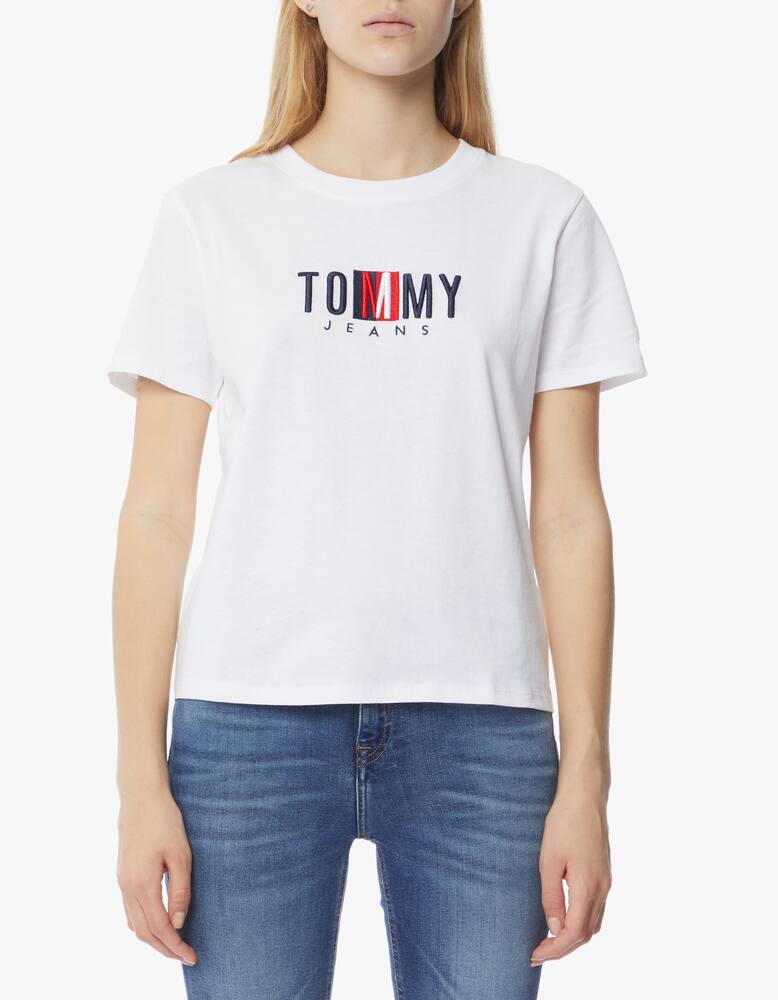 rinascente Tommy Jeans T-shirt in cotone con logo bandiera