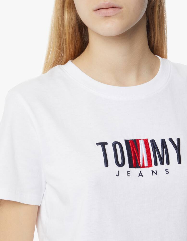 rinascente Tommy Jeans T-shirt in cotone con logo bandiera