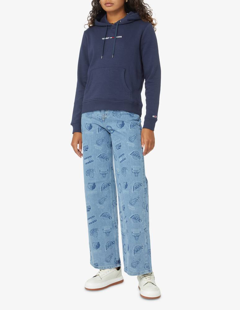 rinascente Tommy Jeans Felpa con cappuccio in cotone Linear Logo - Blu