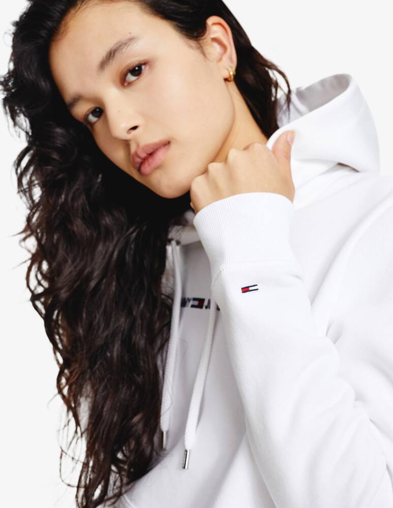 rinascente Tommy Jeans Linear Logo cotton hoodie - White