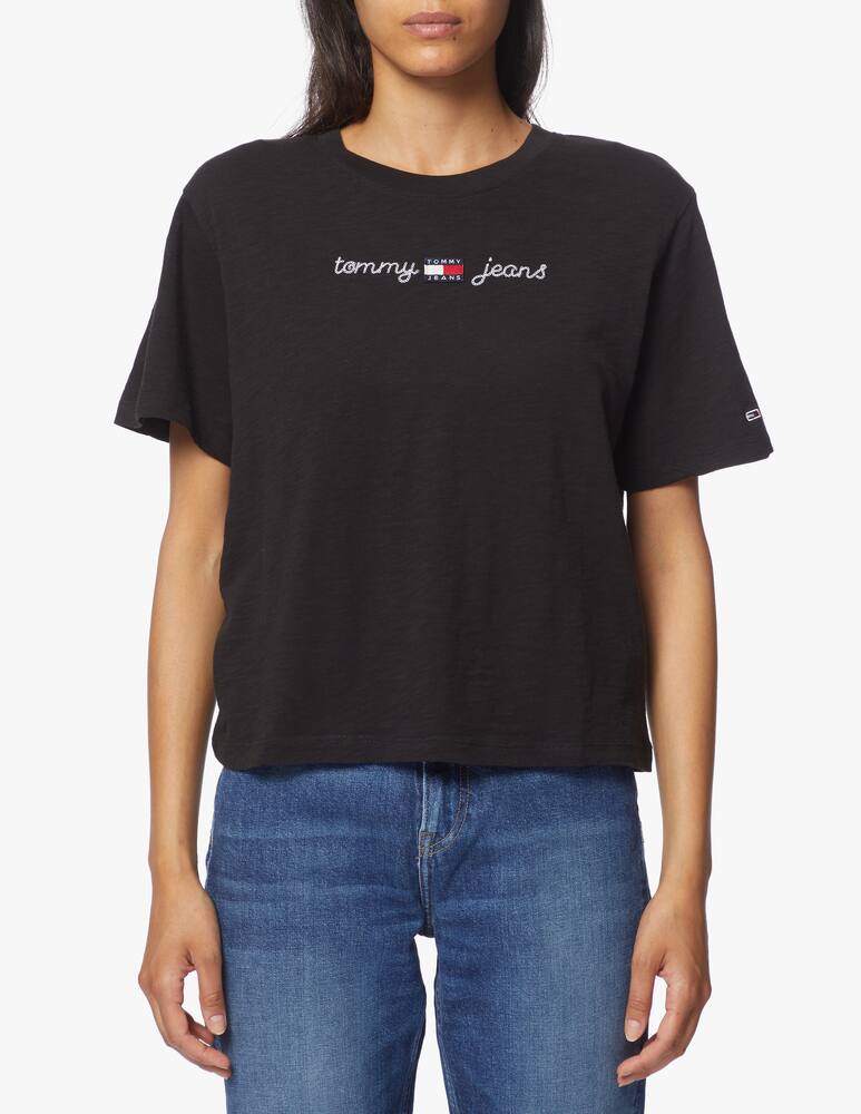 rinascente Tommy Jeans Cotton t-shirt with embroidered logo