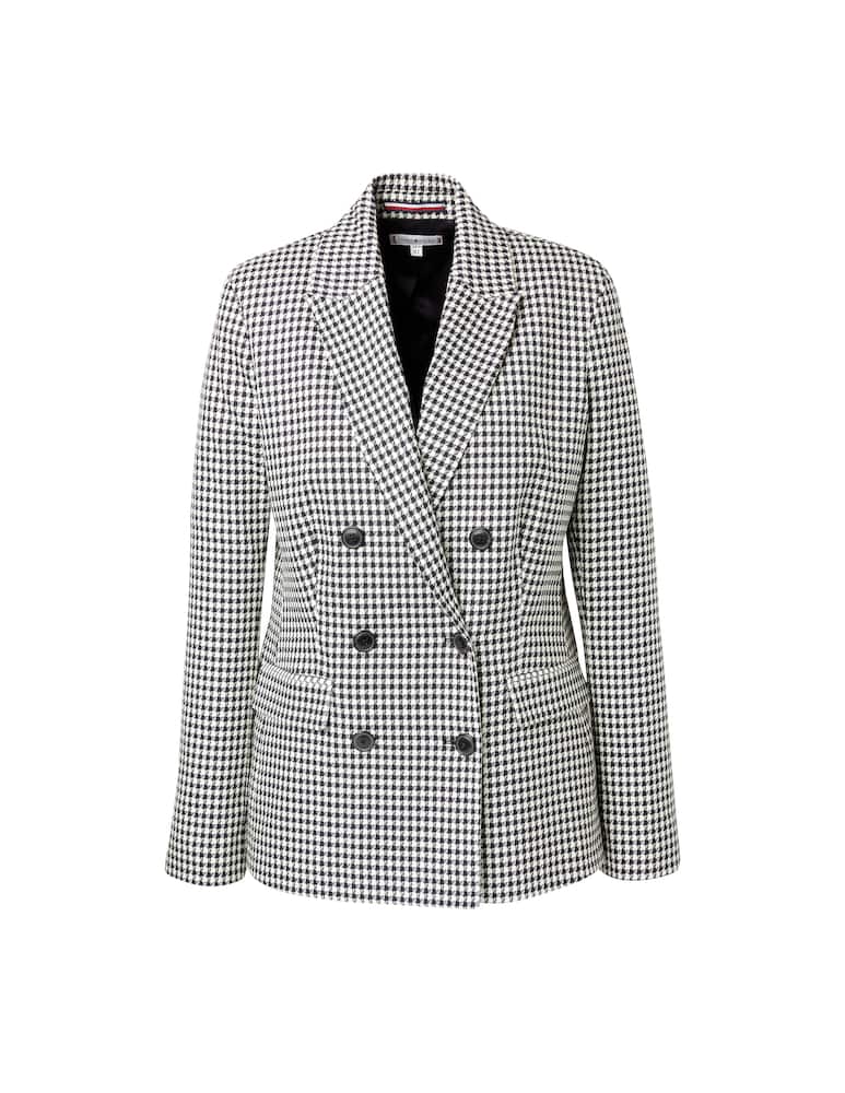 rinascente Tommy Hilfiger Double-breasted blazer with pied de poule print - blue