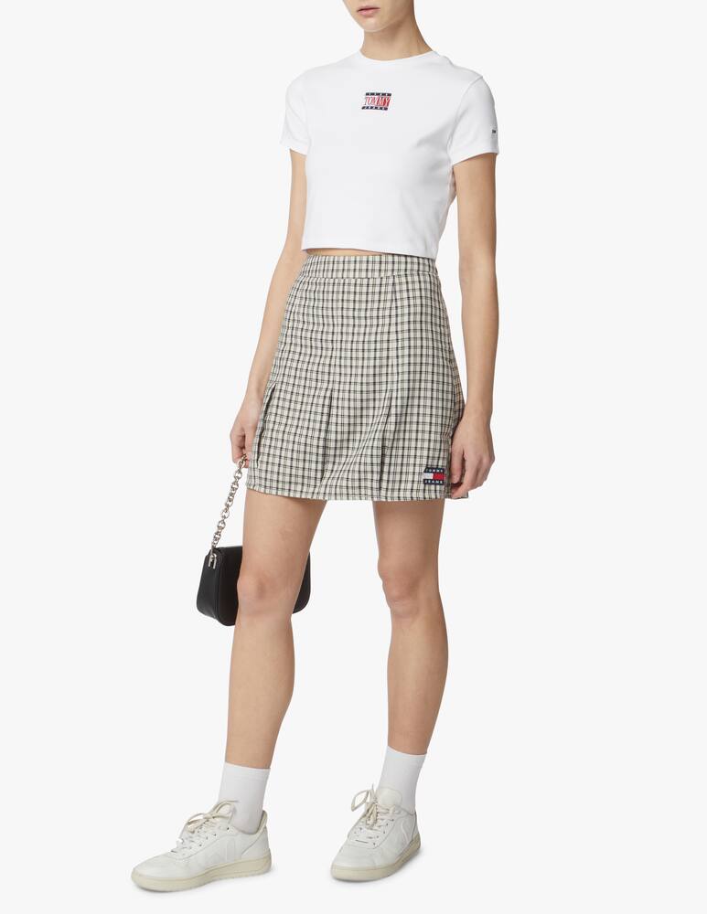 rinascente Tommy Jeans Check mini skirt - white