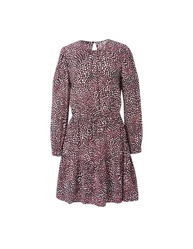 rinascente Tommy Hilfiger Abito mini con manica lunga e stampa animalier - nero