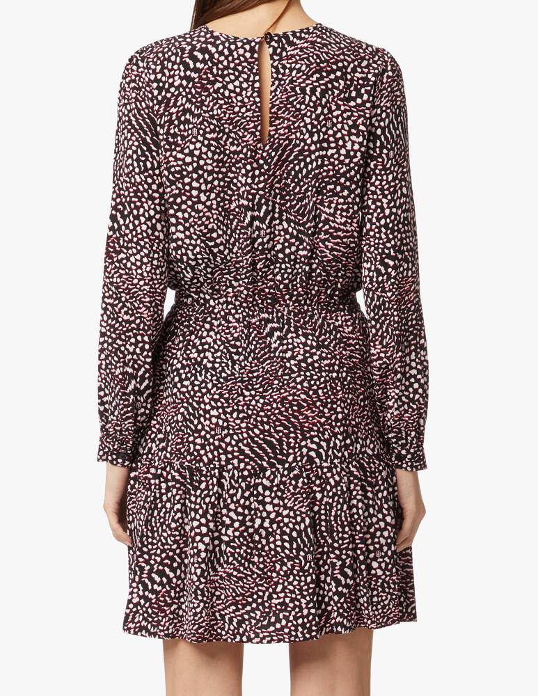 rinascente Tommy Hilfiger Abito mini con manica lunga e stampa animalier - nero