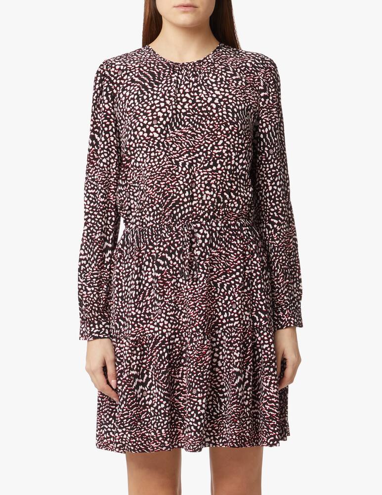 rinascente Tommy Hilfiger Abito mini con manica lunga e stampa animalier - nero
