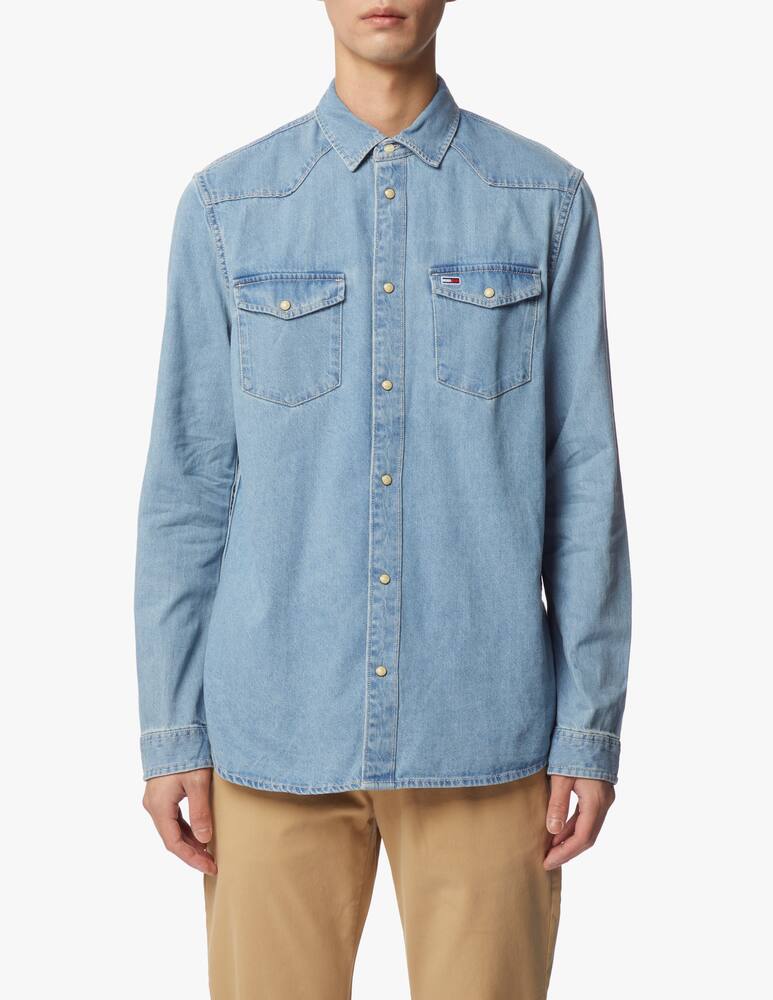 Tommy Jeans Camicia manica lunga in denim western - blu - immagine 1 Tommy Jeans Camicia manica lunga in denim western - blu - immagine 1